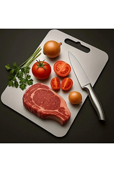 abnturk Antibakteriyel 304 Paslanmaz Çelik Uzun Ömürlü Kesme Tahtası Dayanıkl...
