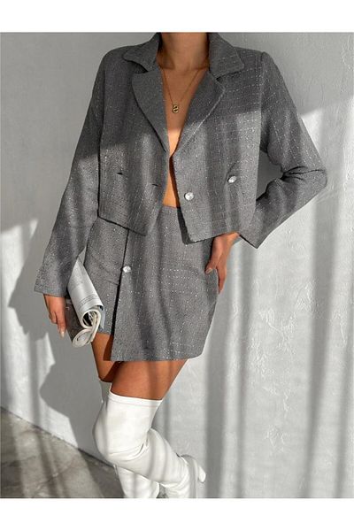 UNBOX Tailored Chic Set-Grey
