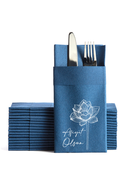NapkinStore 12 Pieces - Fabric Textured Airlaid Premium Napkins (White) Enjoy Your Meal Printed