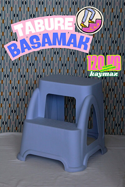 saral plastik Basamak Tabure Mavi Renk