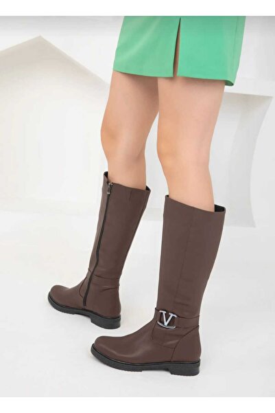 DYG STORE Aci Brown Style Buckle Women's Boots 200703