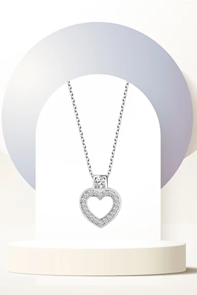 Swaroski Zirconia Stone Heart Silver Necklace |   A Gift from the Heart