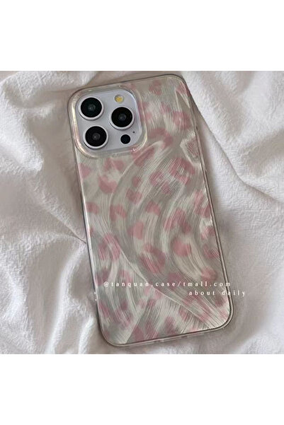 WFC iphone 14 Plus / 15 Plus Uyumlu Yansımalı Pembe Leopar Desenli Telefon Kı...