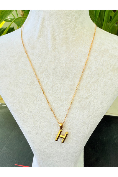 ATLASAKSESUARR H Harfi Büyük Gold Altın Kaplama Kolye