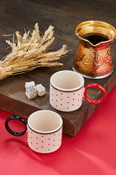 EMBazaar Heart Sip 2-Piece Mug, Special Mug Set for Couples, Heart Patterned Mug, Tea, Coffee, Special Mug for Lovers