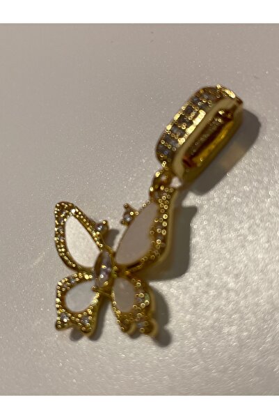 La She Accessories ve Zirkon taşlı kelebek motifli çelik ajda charmı ya da kolye ucu
