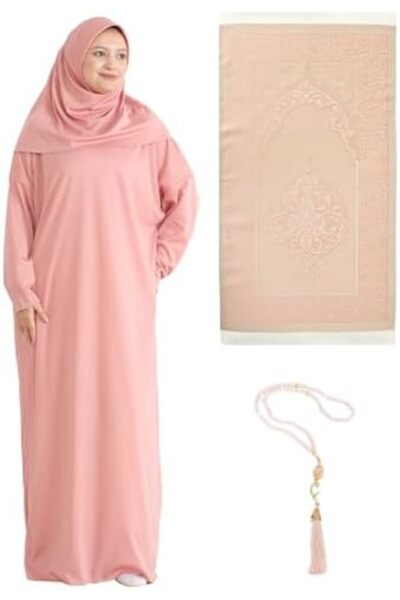 Prien Women's Prayer Dress with Rug and Islamic Hijab by