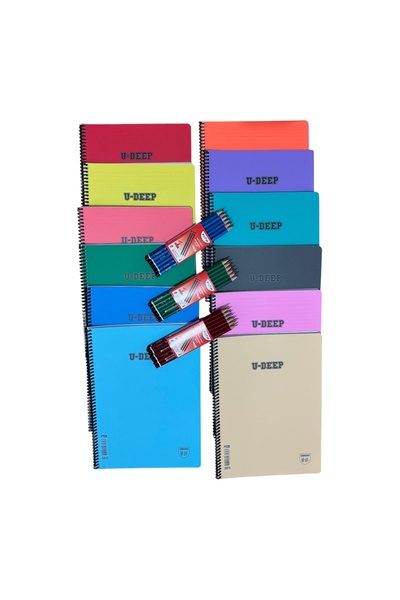 synshop KIRTASİYE SETİ-U-DEEP A-4 SPİRALLİ PP KAPAK 72 YP (2 KARELİ 2 ÇİZGİLİ...