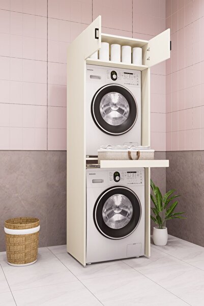 DEMİRBAL MOBİLYA Mdf Çamaşir Makinesi Dolabi Kurutma Makinesi Dolabi Çekmeceli