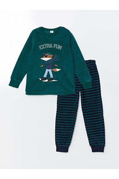 LC Waikiki Bisiklet Yaka Polar Erkek Çocuk Pijama Takımı