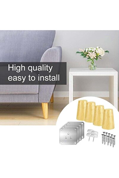 OEM Picioare de mobilă din lemn 4 bucăți cu accesorii