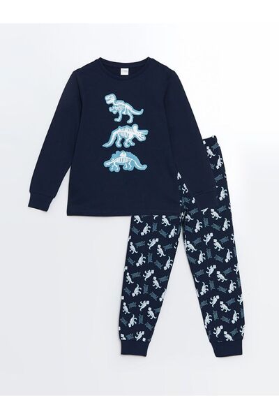 LC Waikiki Bisiklet Yaka Karanlıkta Parlayan Erkek Çocuk Pijama Takımı