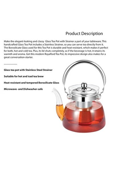 BUNCA 🫖 DAC-56104 Luxury Glass Teapot - 1600ml Heat Resistant
