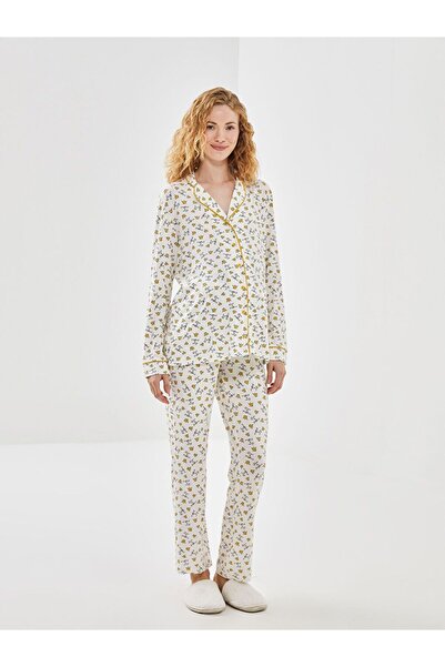 LC Waikiki Shirt Collar Printed Women's Pajamas Set