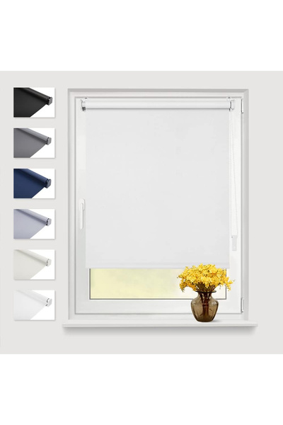 OEM Interior roller blind, without drilling, heat-protective, 45x130cm (fabric width 41 cm) white