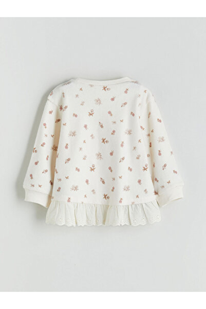 LC Waikiki Ecru Crew Neck Printed Girls' Sweatshirt and Leggings 2-Piece Set