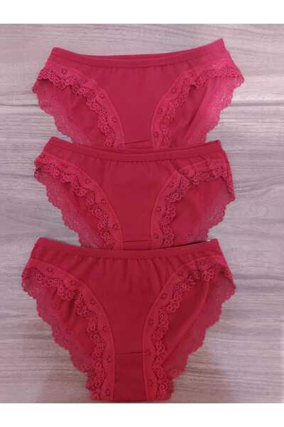 AZOSEV Cotton Lace Burgundy Panties 3-Pack