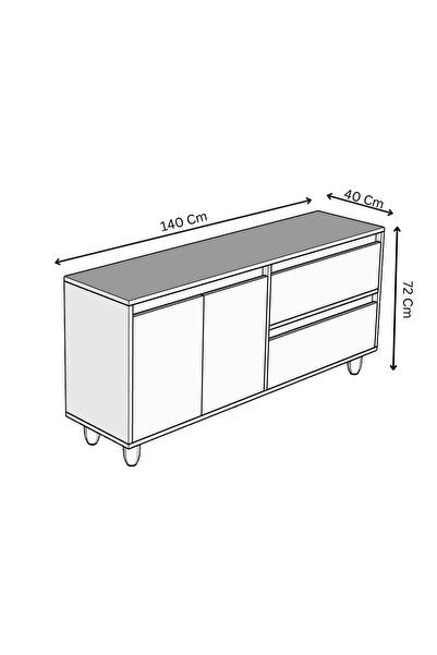 moldesan Mila Bej MDF 140 cm raflı konsol