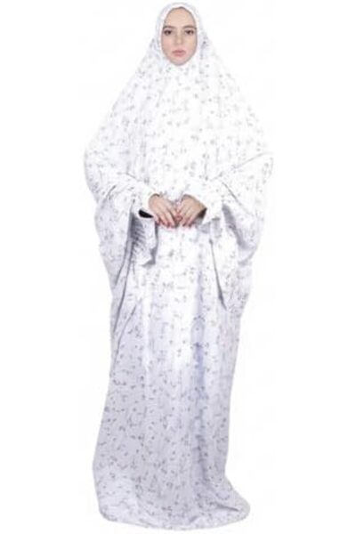 Generic Women's Prayer Sheet White with Floral Design - Full Coverage Soft Comfortable Abaya