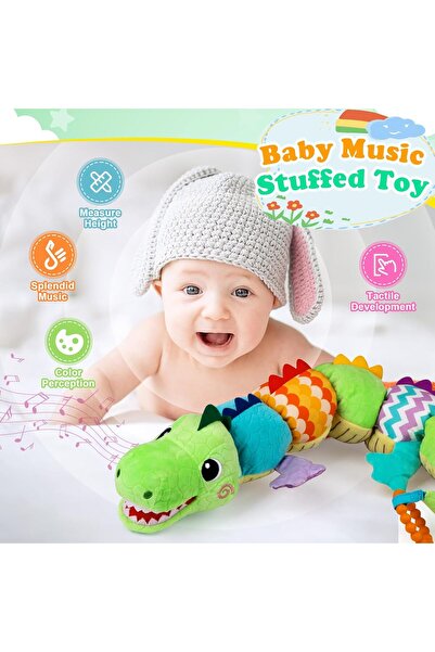 Sozzy Musical Toy for Babies with Measurement, Teething Ring, Green Crocodile