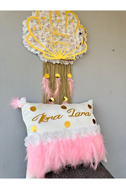 renkli mi renkli tasarım dünyası Bebek kapı süsü çiçekli gold kişiye özel isi...