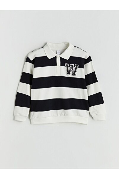 LC Waikiki Lcw Kids Polo Neck Striped Boys' Sweatshirt and Sweatpants