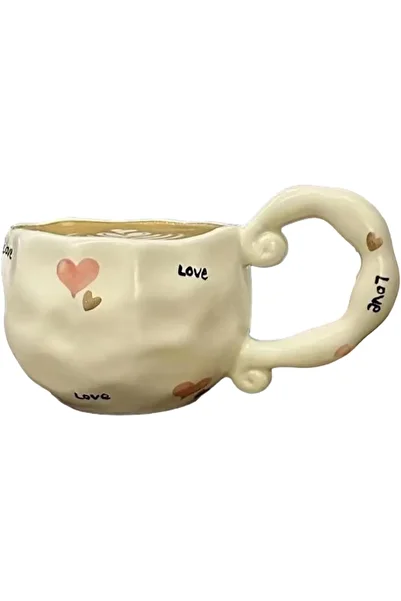 CAPIJIONG Hand Drawn Ceramic Couple Cup, Home Breakfast, Milk, Coffee, Mug-Great Love