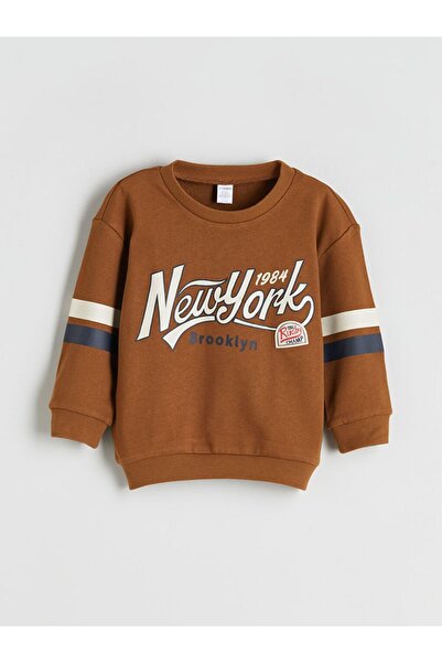 LC Waikiki LCW Kids Детска блуза с дълъг ръкав за момчета с принт на велосипед на врата