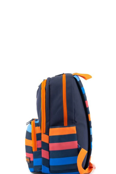 Benetton Boy's Kindergarten Bag - Striped, Iconic Logo Printed, Navy Blue - Baggy Mood