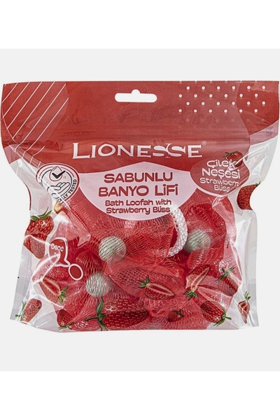 KUZUMTRND صابون استحمام ليفي برائحة الفراولة