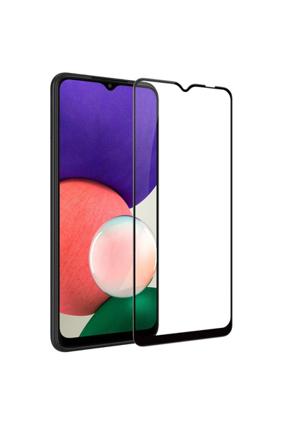 Atlas 5D Πλήρης αυτοκόλλητη μεμβράνη γυαλιού SAMSUNG Galaxy A22 (4G) (Μαύρο) ATX