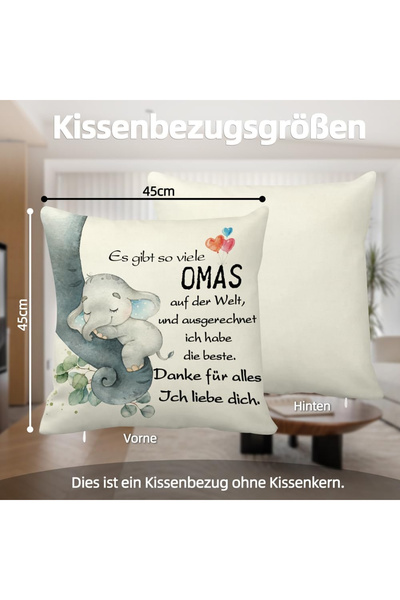 OEM Pillowcase with hidden zipper, with Elephant 45x45 cm