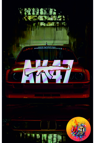 sticker ملصق زجاجي للسيارة والدراجة النارية من Mti Creative AK47 بتصميم Jdm -...
