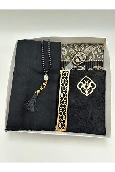 lenagiftworkshop Siyah Çeyizlik 5 Parça Gelin Damat Bohça Seti Namaz Örtüsü S...
