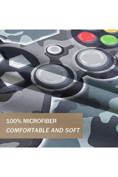 OEM Lenjerie de pat pilota 200x200 cm, 2 fete de perna 80x80 cm gammer controller print Gri