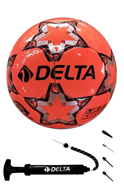 Delta Stapler 5 Number Soccer Balls & Inflation Pump - Set of 2 with Durable Rubber Surface No:5 Orange