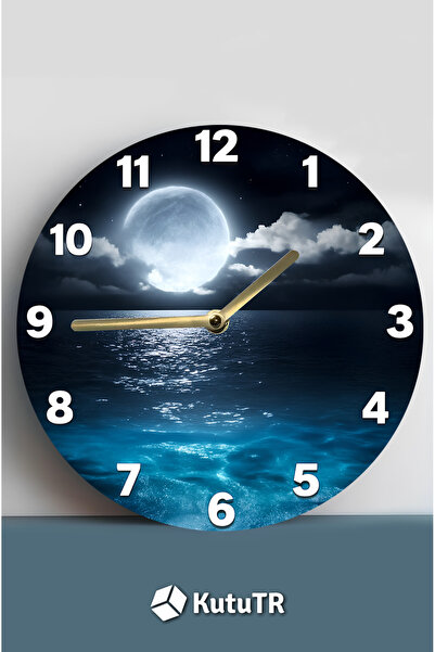 kutuTR Gece Manzaralı MDF Duvar Saati – 33x33 cm SDW364