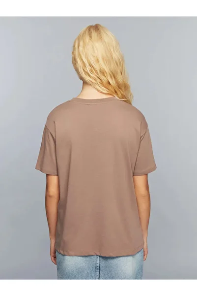 LC Waikiki Tricou pentru femei cu decolteu crew și slogan imprimat