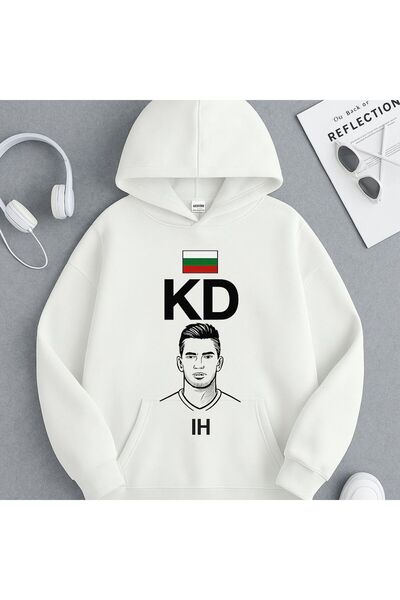 CLASSY.MODA 3 Thread Hooded Kangaroo Pocket Sweatshirt Kd Ih Portrait Bulgarian National Team Digital Print