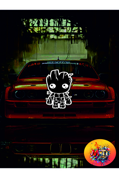 sticker ملصق زجاجي لسيارة أو دراجة نارية من Groot Text Jdm - ملصق هولوجرام Groot