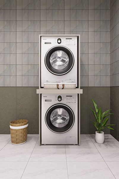 DEMİRBAL MOBİLYA Mdf Çamaşır Makinesi Kurutma Makinesi Dolabı Çekmeceli 186