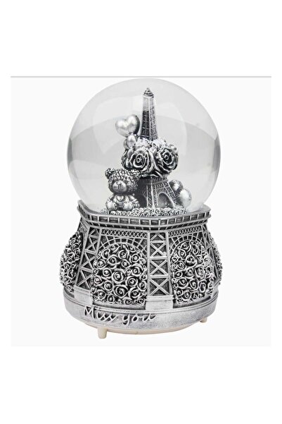 mr shopping MR Ayıcıklı Eyfel Kulesi Işıklı Müzikli Kar Taneli Orta Boy Kar K...