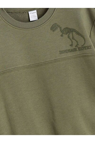 LC Waikiki Lcw Kids Crew Neck Dinosaur Printed Boys' Sweatshirt and Sweatpants 2-Piece Set