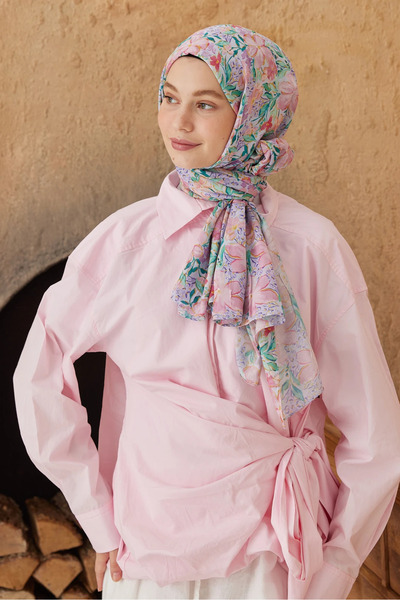 MODA Mk Watercolor Clover Pattern Bamboo Shawl - Lilac-Pink