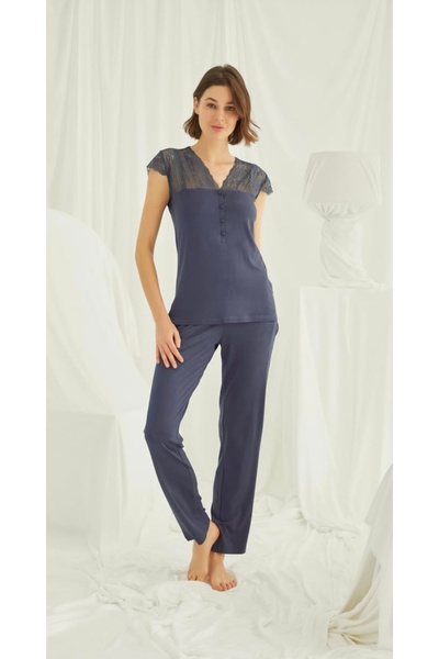 NightLove طقم بيجامة موناميس دانتيل بأزرار أمامية 18231