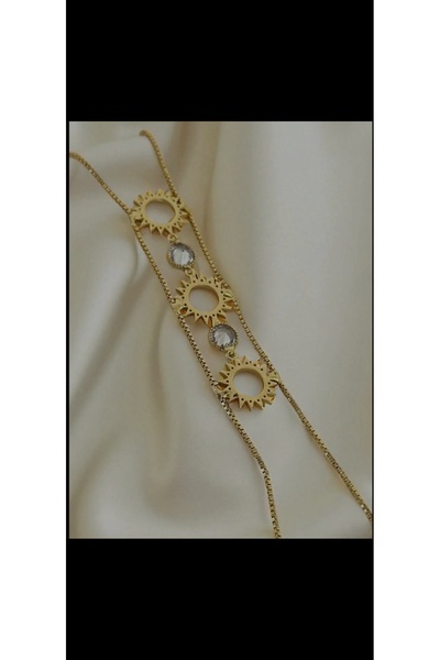 Aylish Bijuteri Gold Stone Sun Model Shahmeran
