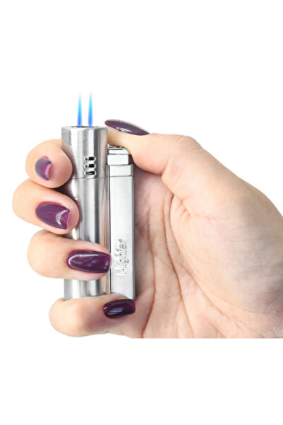 İlighter Puro Çakmağı 815 Double Jet Çakmak Çelik Hediye Kutulu