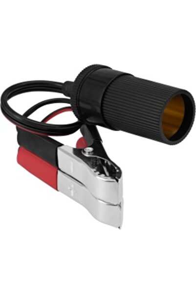 Deluxe Auto Cigarette Lighter Extension Socket with Battery Clips, 12-24 V