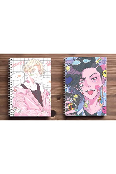nihonwosekai Tokyo Revengers 2 ADET A5 Boy Anime Spiralli Defter 50 YAPRAK