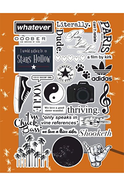 Hediyeni Al مجموعة ملصقات سيري 1 باللونين الأسود والأبيض |   دفتر ملاحظات للك...